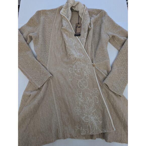 Peruvian Link Alpaca Collection Sweater Jacket – Size M – Tan Floral Knit Wrap – - Picture 1 of 8